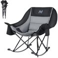 thumbnail image 1 of Slsy Oversized Rocking Camping Chair, Fully Padded Patio Chair with Cooler Bag&Cup Holder, High Back Portable Lawn Recliner with Headrest, Outdoor Camp Rocker Chairs for Adults Heavy Duty 400 LBS, 1 of 1