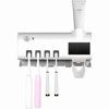 CYYI Wall Mounted Toothbrush Holder with Toothpaste Dispenser – 4 Slots, No-Drill Mounting, Rechargeable for Bathroom, Hotel, Dorm, RV (White)