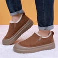 thumbnail image 2 of Men's Warm Platform Cotton Shoes Comfortable Plush Slip On Sneakers Fleece Lined Non Slip Short Chelsea Boots Brown Size 8, 2 of 9