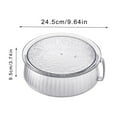 thumbnail image 3 of Microwave Splatter Cover | Food Guard Lid with Adjustable Steam Vents | Clear Plastic | Fits Most Plates Bowls | Keeps Microwave Oven Clean | 9.6"x3.7" | 1 Piece | Easy Lift Handle | Durable, 3 of 9
