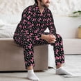 thumbnail image 7 of Daiia polka dot with pink bows for Men's Long-Sleeved Pajama Set – Soft & Comfortable Sleepwear Button-Up Pajamas Cozy Lounge Wear-Large, 7 of 7
