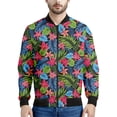 thumbnail image 5 of Chaqueta con estampado de flores coloridas hawaianas para hombre, sudaderas con estampado 3D de plantas tropicales, abrigos de manga larga con cremallera estilo bombardero callejero, 5 of 5