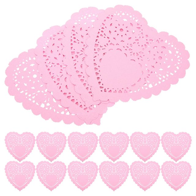 MesaSe 100 Pcs Round Doilies for Plates Placemat Heart Shaped Paper Light Weight