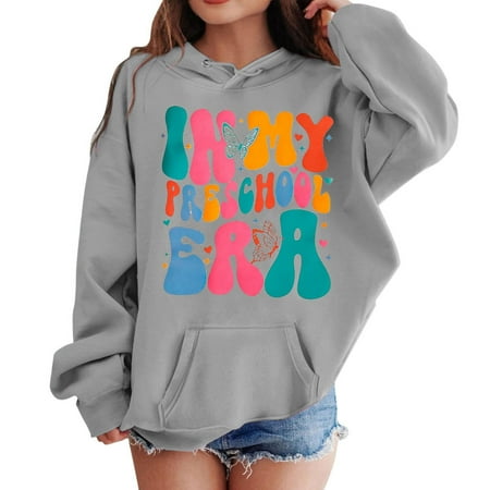 

Kids Girls Sports Shirt Boy Girl First Day Of School Casual Hoodie Pullover In My Preschool Shirt Kindergarten Hooded Sweatshirt with Pocket Kid Comfy Boys Youth Hoodies Toddler Girl Sweater 4t 6t