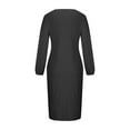 thumbnail image 4 of QUNYINEY Dresses for Women Casual Balloon Long Sleeve Solid Cocktail Dress Cinched Waist Crew Neck Midi Wrapped Dress, 4 of 5