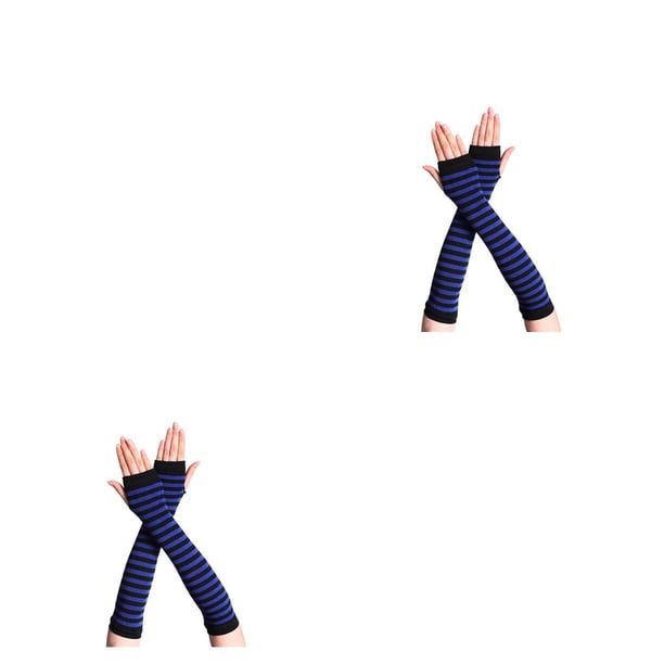 Bearachild 1 par de guantes largos sin dedos Delicado estilo simple Cálido Tejido artesanal Cubierta de mano para usar al aire libre Negro, azul Type2 NO2
