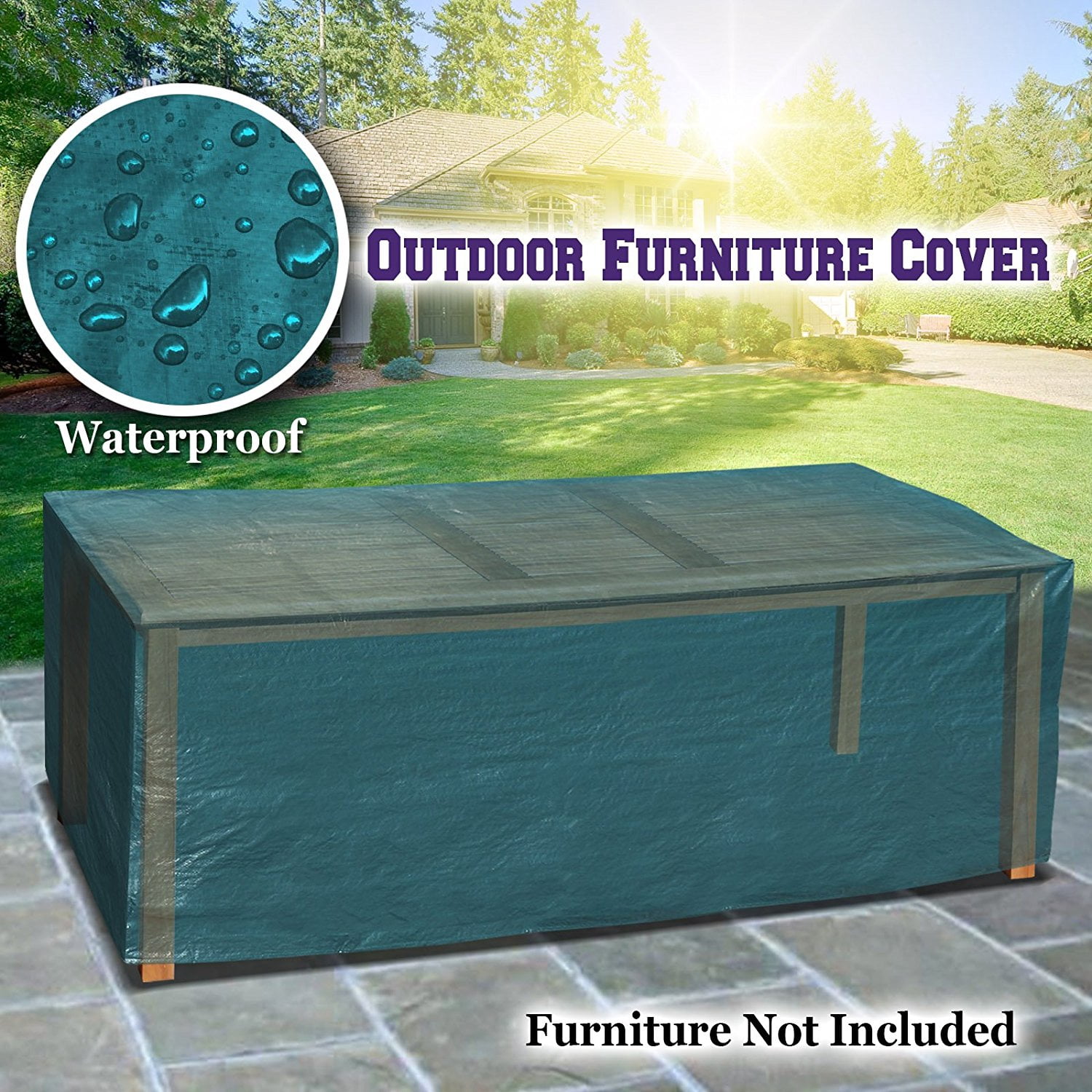 Outdoor 96"x30"x29" Patio Garden Table Furniture Set Protector, Furniture Cover, Green