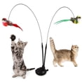thumbnail image 5 of Suction Cup Cat toys for indoor Cats, Flapping Bird, 36 in Flexible Wand, Cat toys Feather, Stimulation, Daily Play, Multi-Color, 2 Pc, 5 of 6