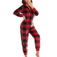 thumbnail image 2 of Qiylii Women's Christmas Hooded Jumpsuit, Cartoon Long Sleeve Zip Up V Neck Pajamas Bodysuit, 2 of 5