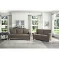thumbnail image 2 of Lexicon Dunleith Modern Contemporary Velvet Tufted Loveseat in Brown and Walnut, 2 of 9