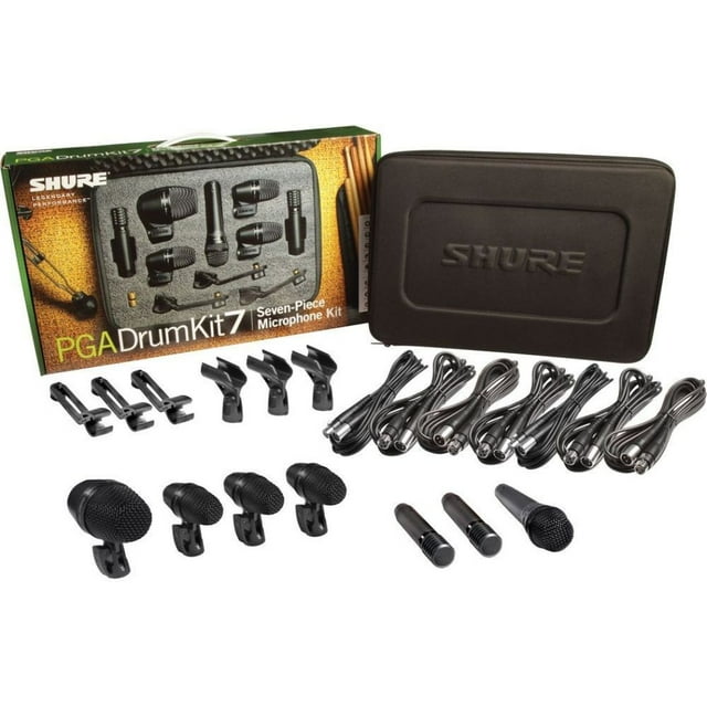 Kit PGADRUMKIT7 Shure Micrófonos para Batería, Cables y Estuche Shure Patrón Polar Cardioide