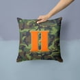 thumbnail image 2 of Letter H Monogram - Camo Green Fabric Decorative Pillow, 2 of 4