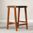 thumbnail image 3 of Yala Milieu du Siècle Moderne en Cuir Tissé Noir Tabouret, 3 of 5