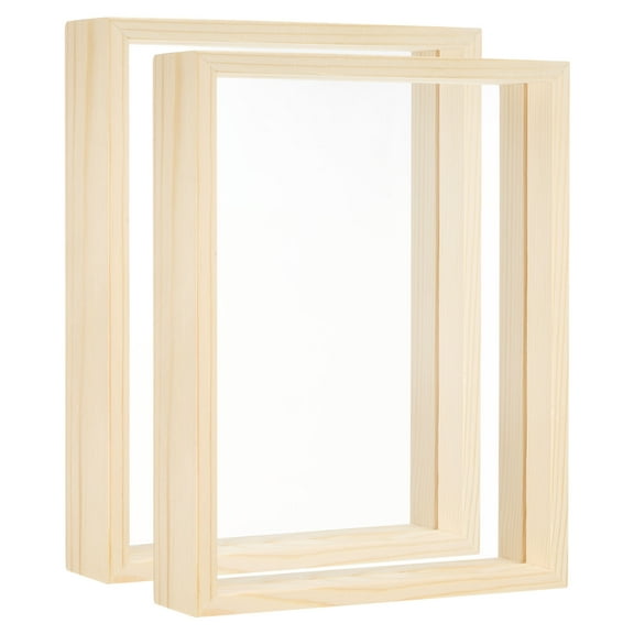 Uxcell Fit 5x7 inch Wood Picture Frames 2 Pack Double Sided Acrylic Plant Specimens Frame Natural Color