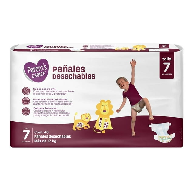 Pañales Parent's Choice talla 7 unisex 40 piezas