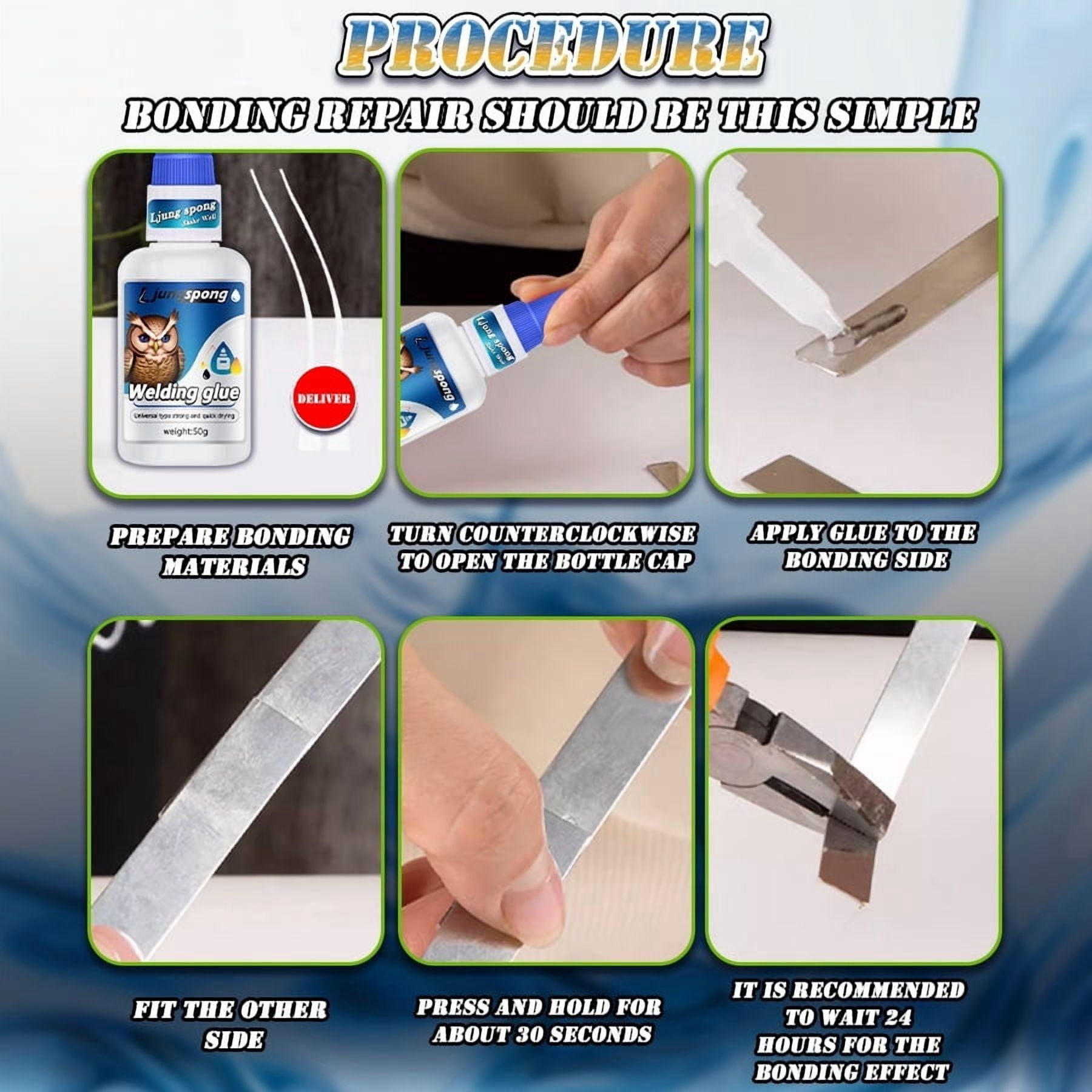 4 Count Quick Drying White Welding Liquid Glue, Waterproof Universal Strong Adhesive, Repair Glue for Metal, Wood, Plastic, Ceramic, Glass and Hard Materials