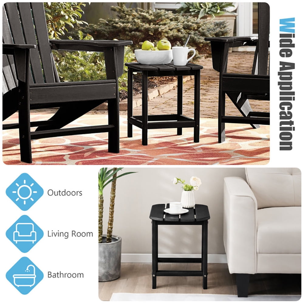 Aimee Lii 18 Inch Weather Resistant Side Table for Garden Yard Patio, Outdoor Patio Furniture, Black