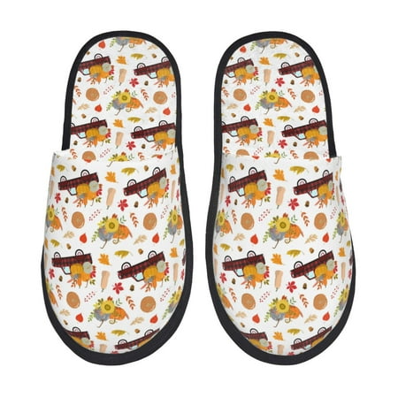 Balery Autumn Red Truck Slient Indoor Furry Fleece Comfort House Shoes Soft Non-Slip Home Shoes Cotton slippers House Slippers-- Large