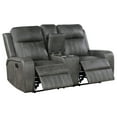 thumbnail image 2 of Josen Manual Recliner Loveseat, Gray Faux Leather, Foam Cushions, 71 Inch, 2 of 2