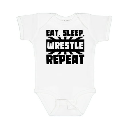 

Inktastic Eat Sleep Wrestle Repeat Boys or Girls Baby Bodysuit