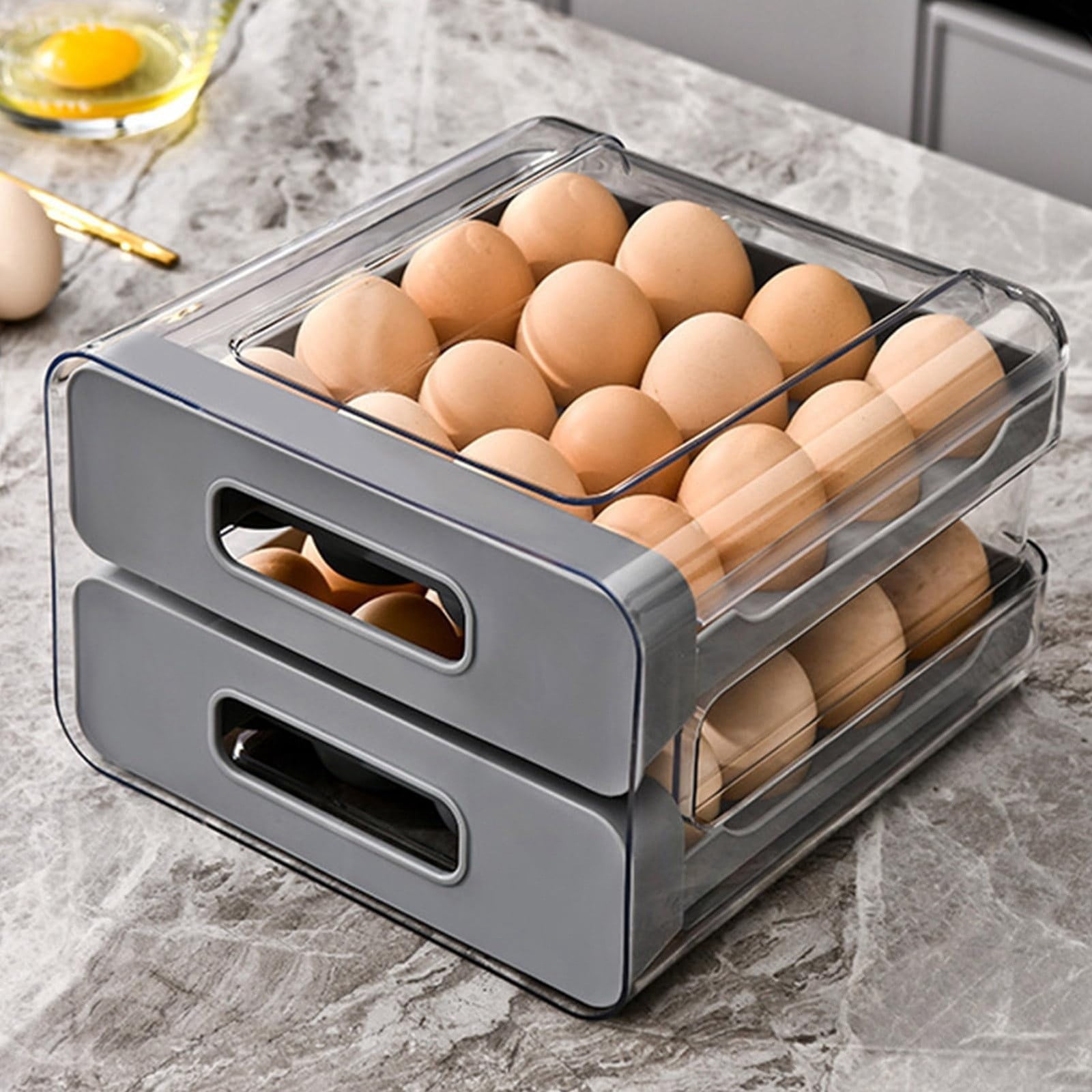 Egg Organizer Case Refrigerator Rack Storage Box Container With Lid Large Capacity Layer Transparent Design Stackable Tray High-quality