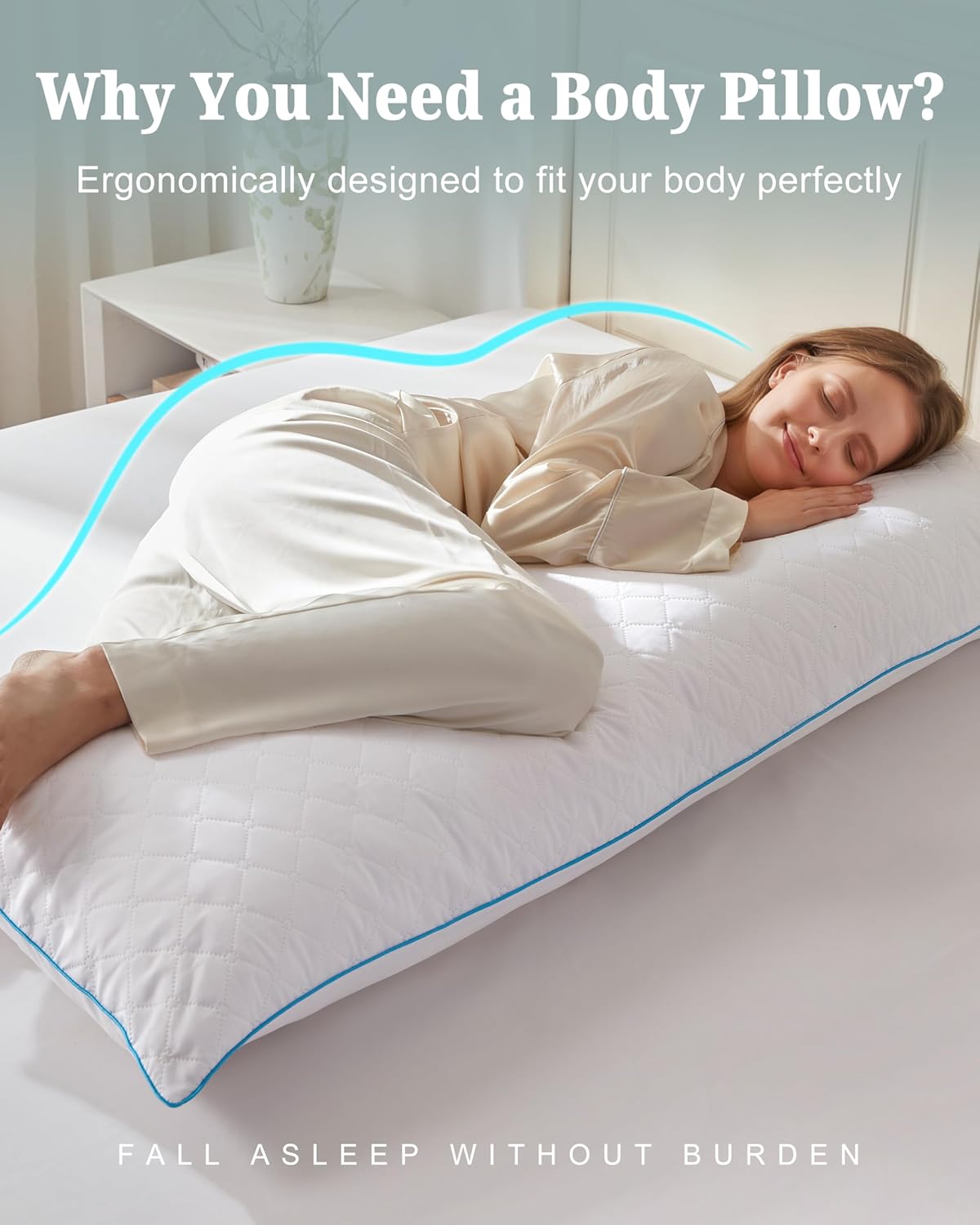 Parojati Body Pillow with Shredded Memory Foam, 20 x 54 photo 4
