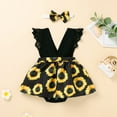 thumbnail image 2 of Penkiiy Toddler Baby Girls Outfits V-neck Clothes Cute Flowers Romper Short Skirt Suit Cotton One-piece Romper 0-6 Months Yellow on Clearance, 2 of 9