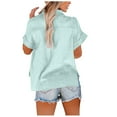 thumbnail image 5 of Lenpel Women's Button down Shirts Casual Loose Collared Short Sleeve Cotton Linen Tops Summer Beach Blouses with Pocket, 5 of 5