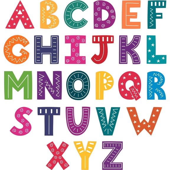 Removable Kids Bedroom Living Room Home Study Area Educational English Alphabet Wall Decal Sticker | 22" x 28" Vinyl Multi-colored Letters Patterns Design Wall Lettering Art Adhesive Decoration