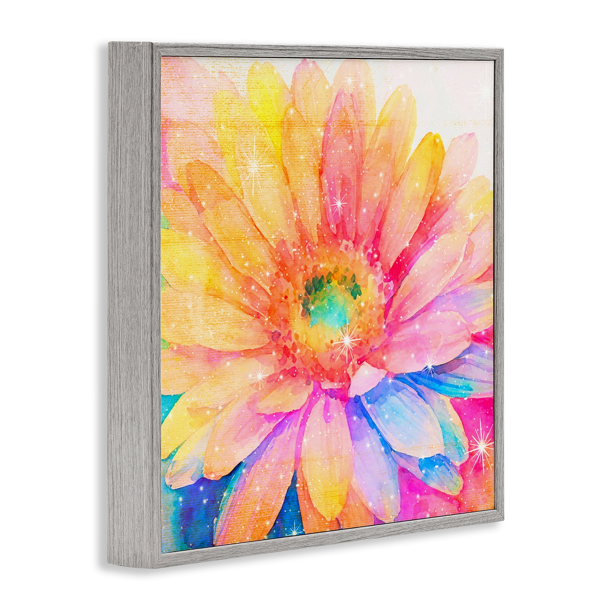 Stupell Industries Bloomtopia Shimmer Blossom Gray Framed Giclee Art, design by Vibelicious