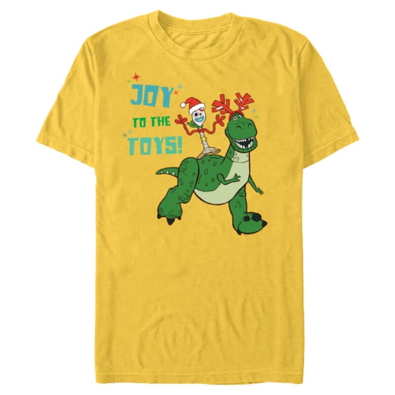 Disney PIXAR Joy to the Toy Story Forky & Rex Holiday - Short Sleeve Blended T-Shirt for Adults - Customized-Yellow