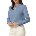 thumbnail image 4 of INSPIRE CHIC Women's Pleated Mock Neck Pearl Decor Elegant Work Blouse Top, 4 of 5