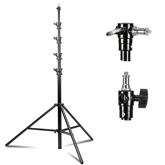 Kate Support de Lumière Robuste pour Trépied - Support d'Éclairage en Alliage d'Aluminium avec Coussin d'Air de 15,7 Pieds avec Trépied, 2 Sacs de Sable et Adaptateur de 1/4 Pouces-3/8 Pouces, Charge de 9,46 Lb