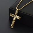 thumbnail image 2 of PAURO Men's Stainless Steel Vintage Textured Finished Cross Necklace Biker Rock Jewelry Gold, 2 of 4