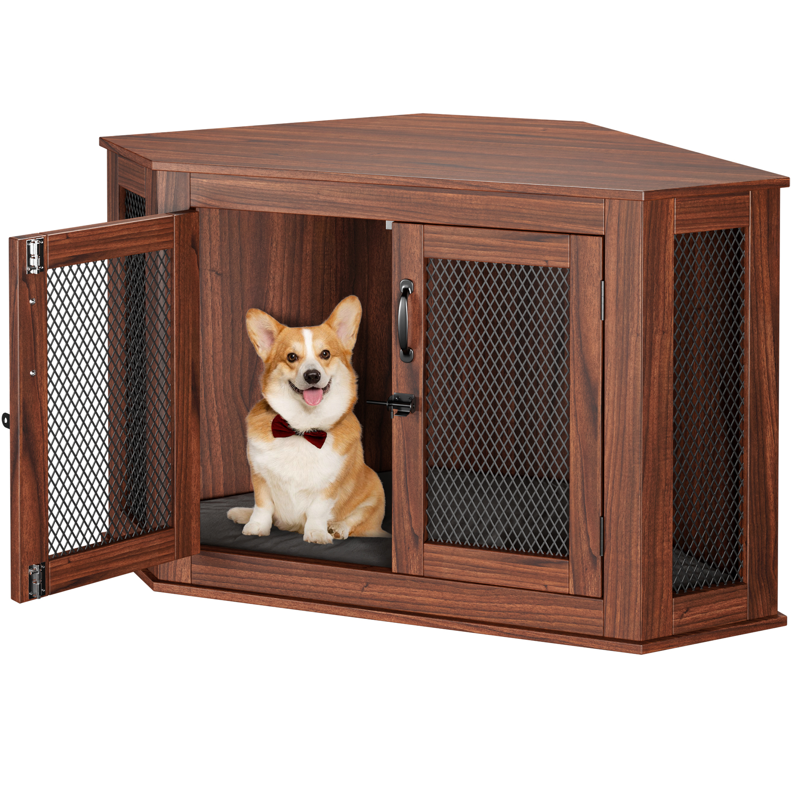 AIEGLE Corner Dog Crate Pet Cage with Mesh and Lockable Dood, Dog