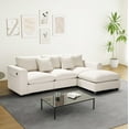 thumbnail image 5 of WestinTrends Hearthside 99" Modular Corduroy L-Shaped Sectional Sofa and Chaise With USB/Type-C Ports and Side Pockets, Cream, 5 of 15