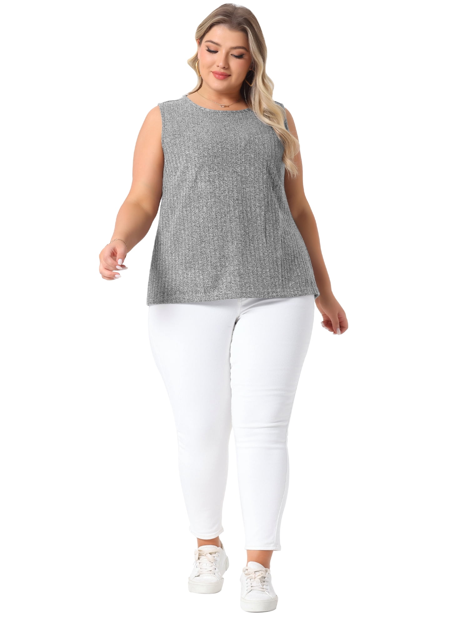 DARING DIVA Women's Plus Tank Tops Basic Soft Casual Outfits 2X Gray