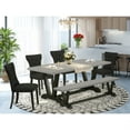 thumbnail image 3 of East West Furniture V-Style 6-piece Wood Dining Set with Linen Chairs in Black, 3 of 3
