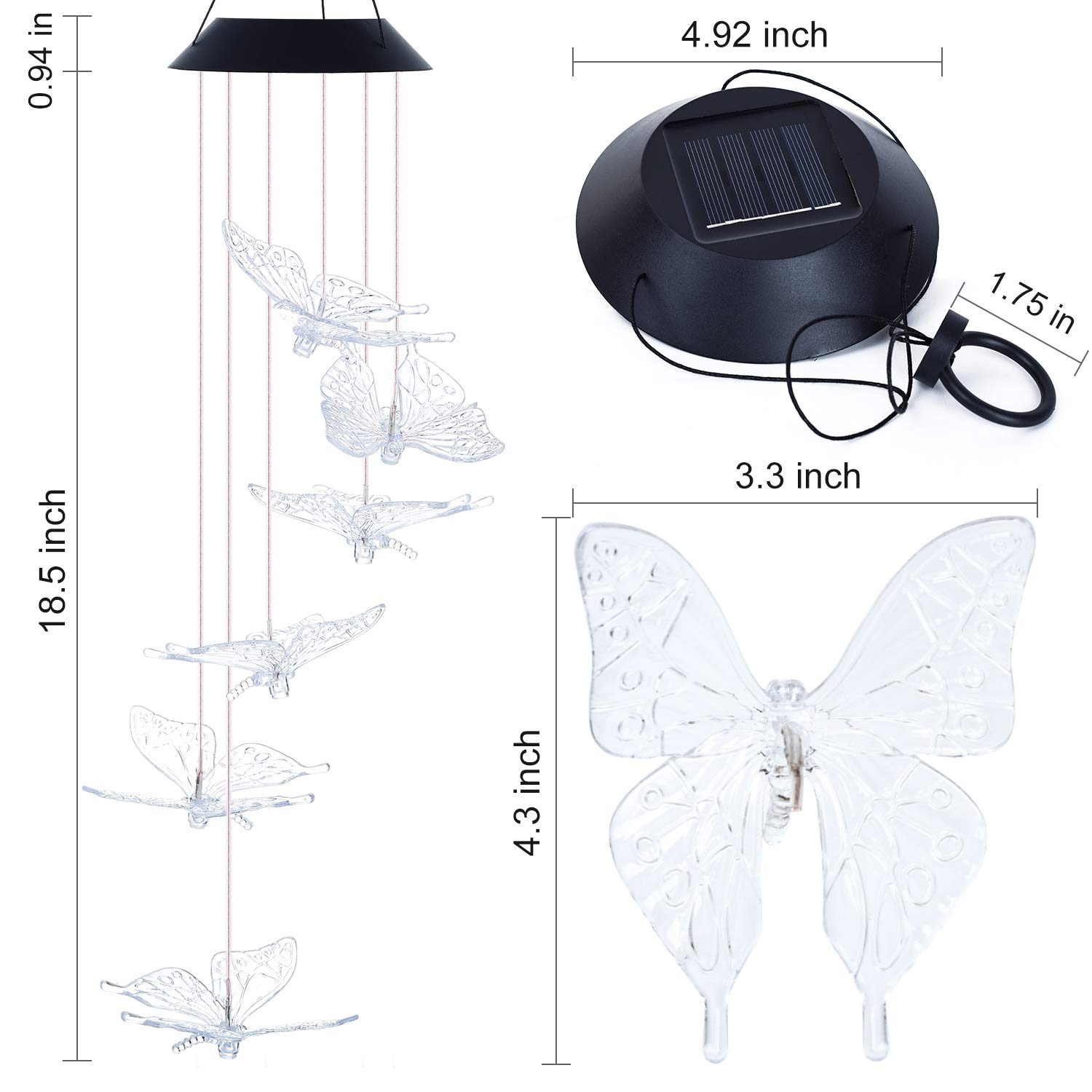 TiokMc Solar Butterfly Wind Chimes with LED photo 2