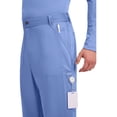 thumbnail image 3 of Cherokee Mens Scrub Pants with Cargo Pockets, Two-Way Stretch Modern fit Button Closure with Inside Drawstring Pants - WW140, XL Tall, Ciel Blue, 3 of 7