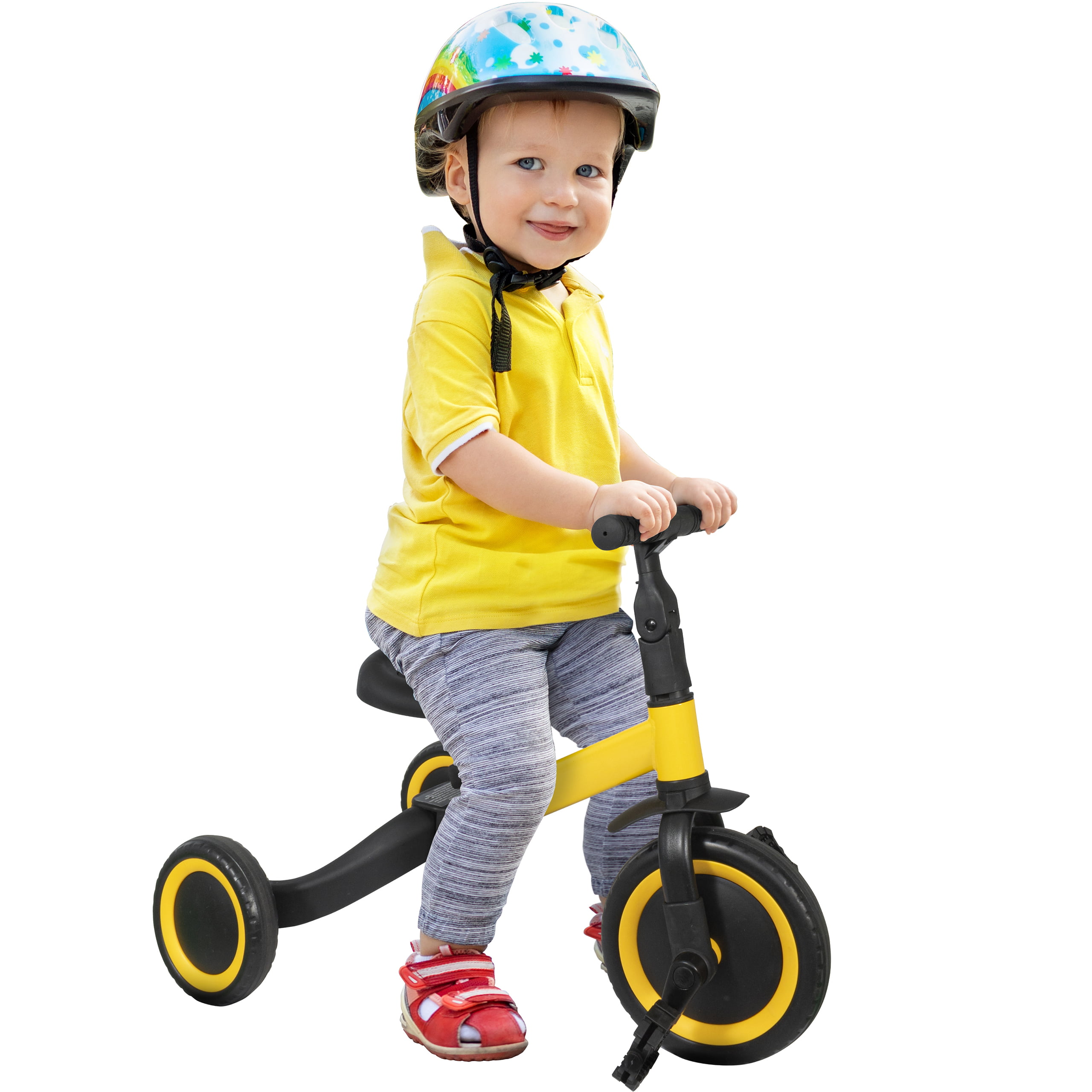 OLYSPM 4 in 1 Kids Trike Enlarged Body Toddler Tricycles Children Walker With Parent Steering Push Handle,Folding balance bike for 1-6 Years Old Boys Girls 