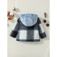 thumbnail image 4 of Kucnuzki 6 Months Baby Boy Winter Tops Baby Boy Coats 9 Months Long Sleeve Checkboards Prints Button-Up Hoodie Coat Blue, 4 of 7