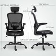 thumbnail image 2 of Ergonomic Mesh Office Chair with Adjustable Headrest & Lumbar Support - Black Task Desk Chair for Home Office, Dorm & Study - Space-Saving Design, 2 of 7