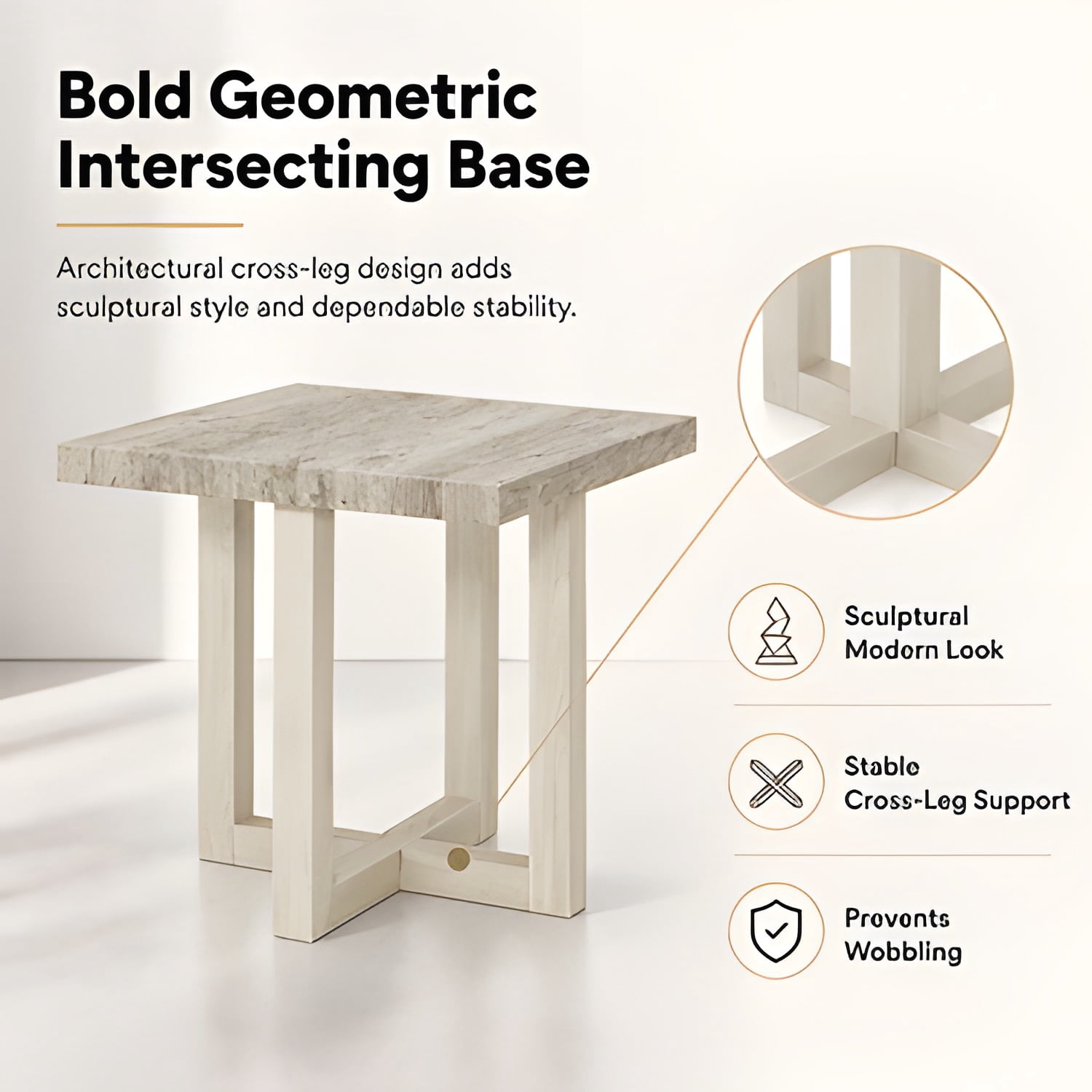 End Table, Weathered Gray and Beige