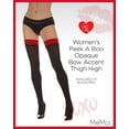 thumbnail image 2 of LoveMoi Women's Peek A Boo Opaque 60 Denier Bow Accent Thigh High - Womens - Female, S-M, Black-Red, 2 of 7