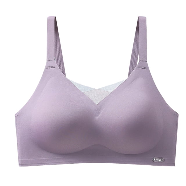 PEASKJP Soutien-Gorge Sans Bretelles Sans Armature Confort Col en V Soutiens-Gorges Légers avec Support, Violet m