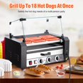 thumbnail image 3 of Huloretions Hot Dog Roller,18 Hot Dog Capacity 7 Hotdog Roller Grill,Stainless Steel Hot Dog Machine,Hotdog Machine with Bun Warmer,Dual Temperature Control,Glass Lid & Drip Tray for Party Home, 3 of 8