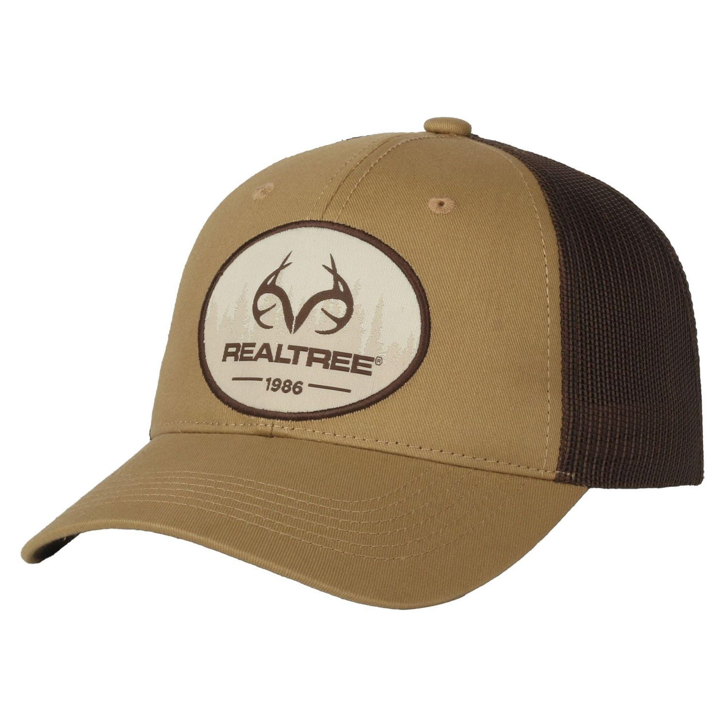 Realtree® Hat with Woven Label Patch, in Old Gold and Brown, One Size Fits Most Adjustable Adult