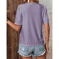 thumbnail image 2 of Cogild Womens Tops Solid Hollowed Out Blouse Short Sleeve V Neck Pullover Summer Tops, 2 of 6