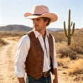 thumbnail image 2 of Ceisia Men Wide Brim Cowboy Hat Solid Color Braided Band Decor Western Style Hat For Outdoor Party Travel Daily Wear Gift, 2 of 5